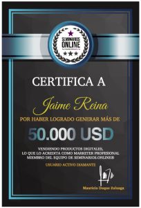 Placa de reconocimiento a Jaime Reina por haber canjeado más de 50 mil dólares.
